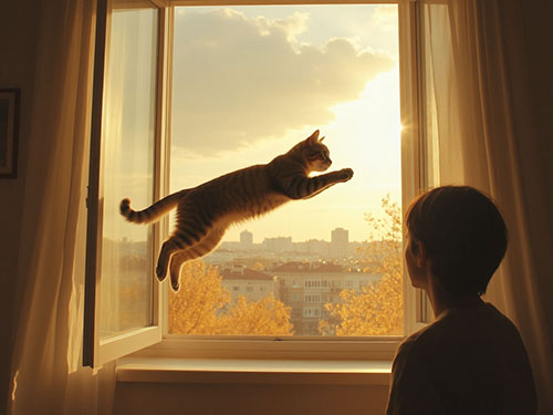 Кот выпал из окна