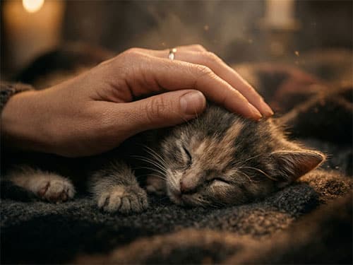 Гладить котенка