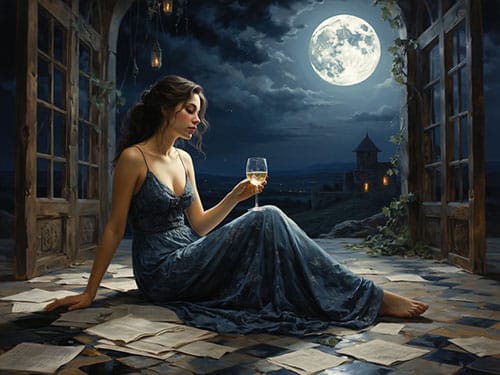 Пьяная жена с фужером