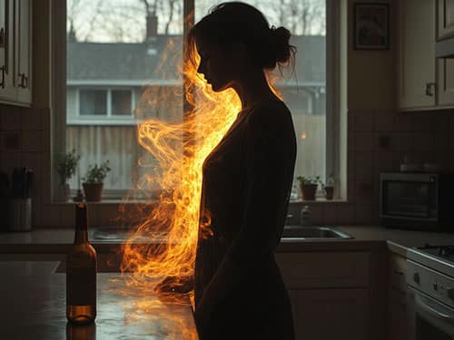 Пьяная жена на кухне