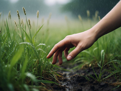 Рвать зеленую траву