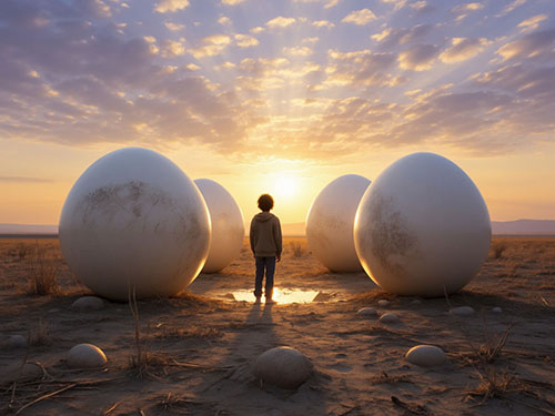 Огромные страусиные яйца