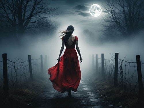 Женщина в красном платье