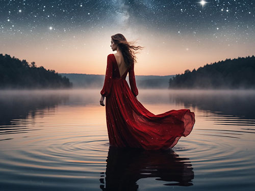 Женщина в алом платье