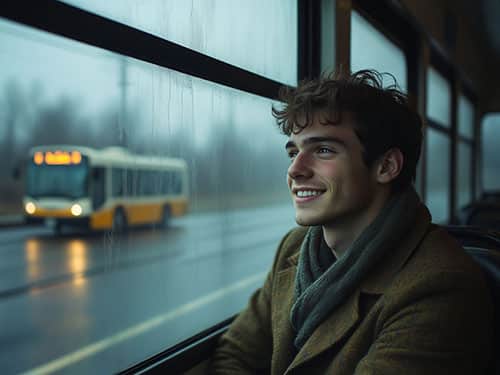 Ехать в автобусе у окна