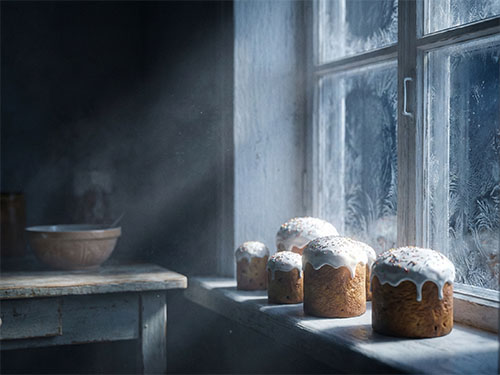 Свежие пасхальные куличи