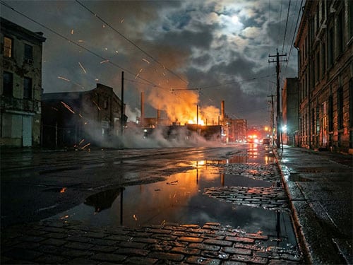 Пожар в городе