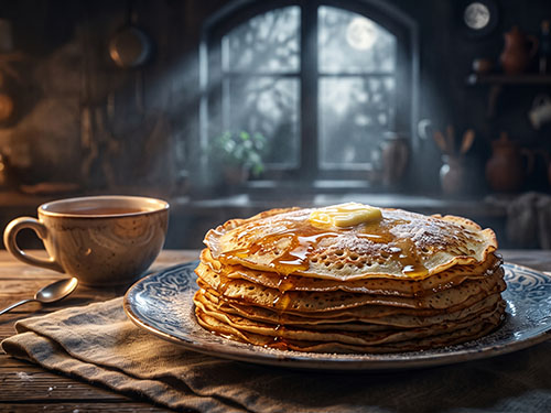 Блины с медом и маслом